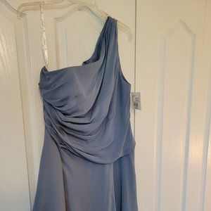 David's Bridal One-Shoulder Georgette Cascade Bridesmaid Dress F19832